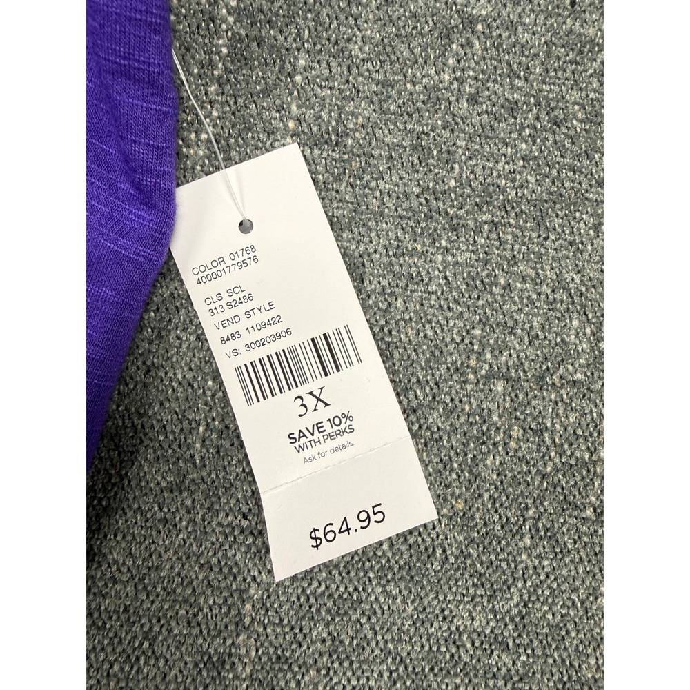 Catherines Purple Open Front Slub Knit Cardigan Jacket 3X 26/28W NWT Pockets - Picture 5 of 6